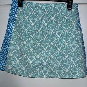 J. McLaughlin Teal and Blue Patterned Skort